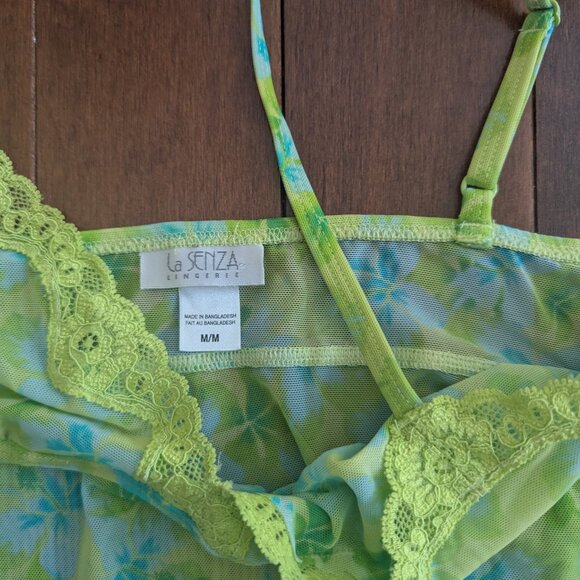 LA SENZA BRIGHT Y2K STYLE FLORAL SHEER SLIP DRESS - Picture 2 of 2
